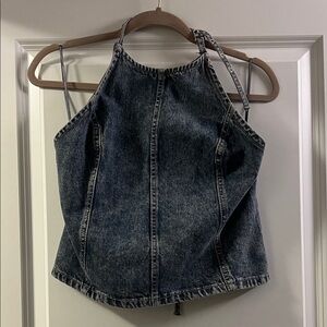 Zara Blue Denim Halter Top